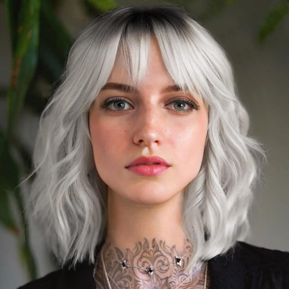 Women's Ombre Grey 14 Inches Short Pastel Curly Shoulder Length Synthetic Wig